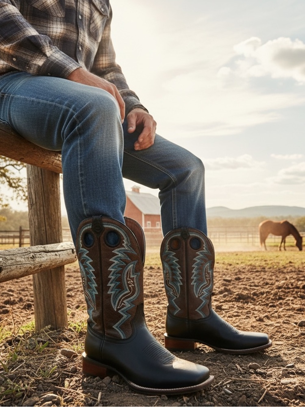 DAN POST DEUCE WESTERN PERFORMANCE BOOTS 9.5 EW  BROAD SQUARE TOE